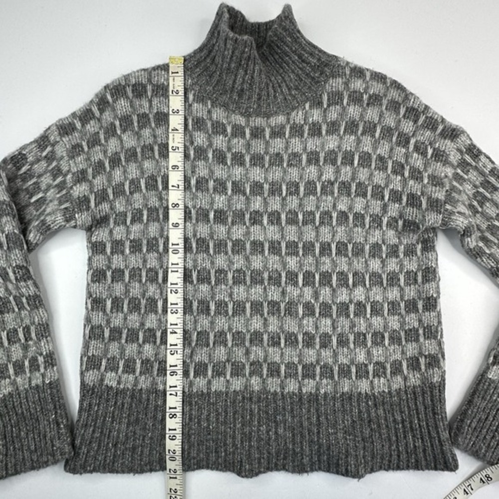 Everlane‎ Grey Checkered Mock Neck Merino Wool Alpaca Blend Sweater Womens XS - Picture 11 of 14